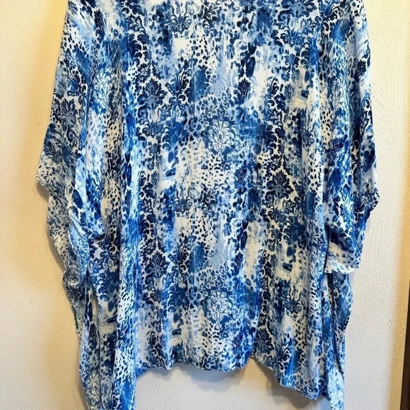 Chicos open front, blue marbled lightweight (viscose )cardigan. Size S/M - Picture 2 of 9